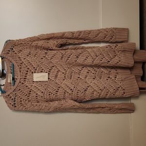 Universal Thread Open Stitch Crewneck Tunic Sweater Pink XXL